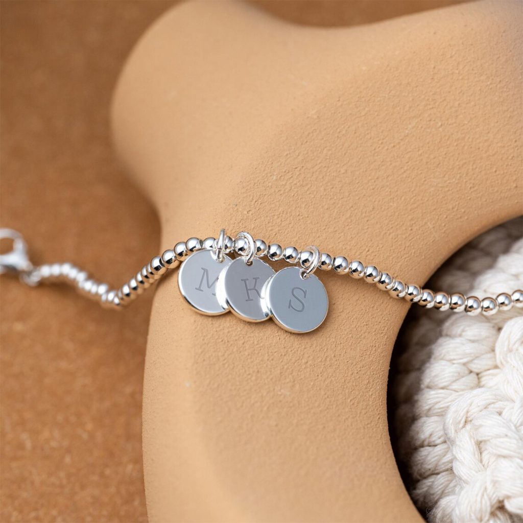 Bracelet en argent gravés au laser fibre