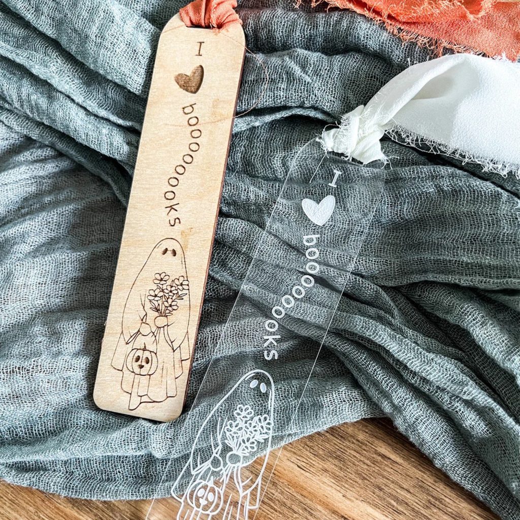 Marque-pages sur le thème d'halloween décoré par un marquage laser CO₂