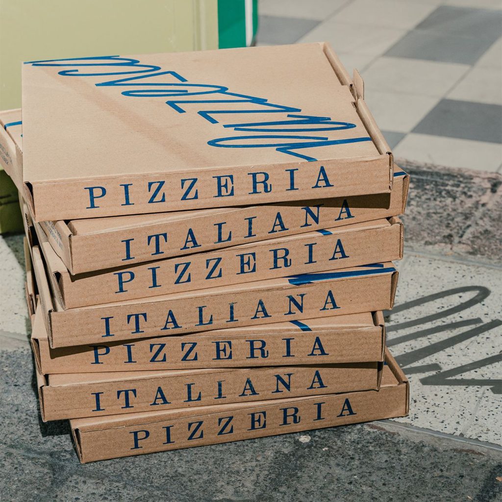 Boites à pizzas en carton kraft personnalisées par impression Single Pass