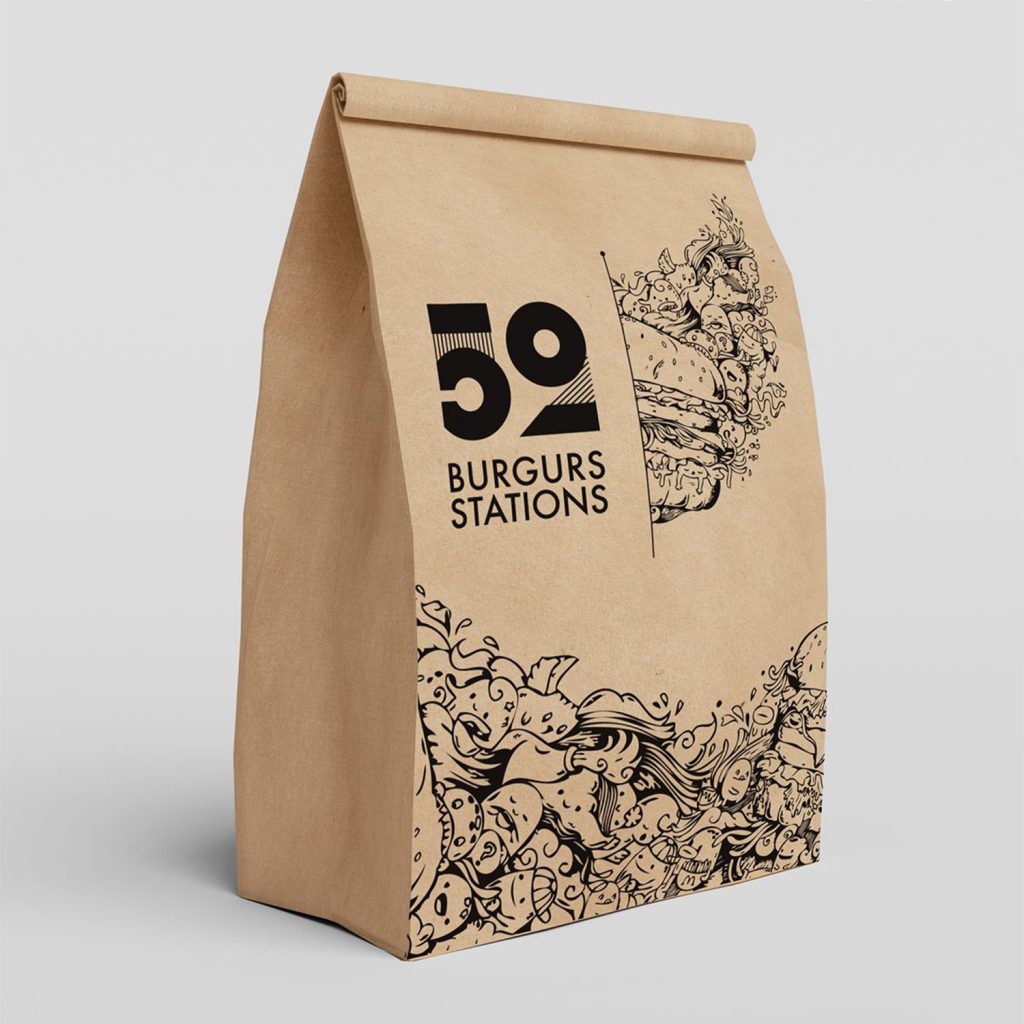 Sachets kraft pour burgers imprimés en Single Pass
