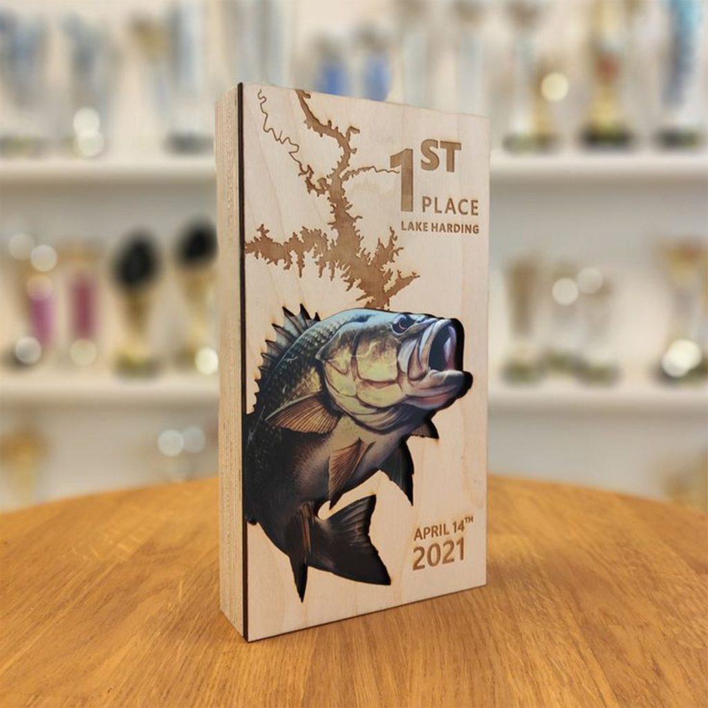 Trophée en contreplaqué avec une impression UV