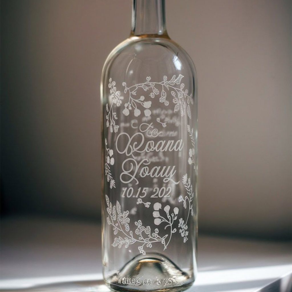 Bouteille en verre gravée au laser CO₂