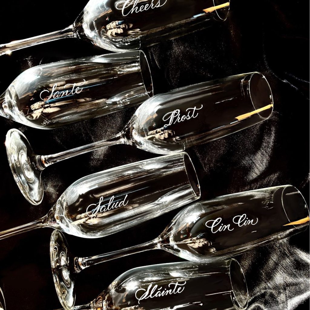 Flûtes champagne en verre avec marquage laser UV