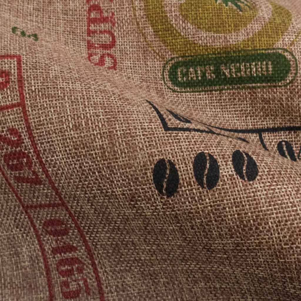 Sac à café en tissu de jute imprimé en Single Pass